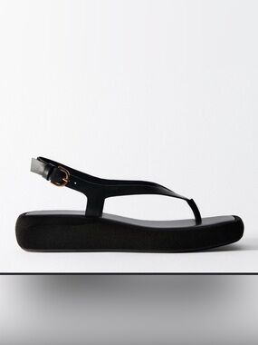 Zara black leather suede flatform 39 9
